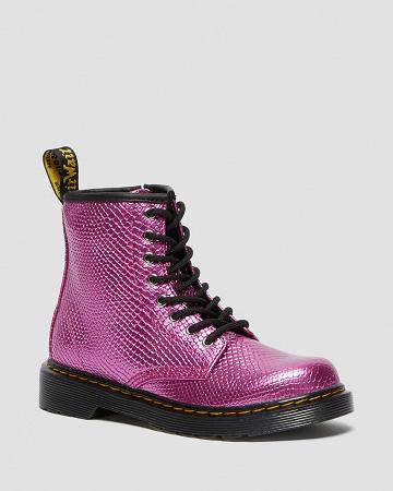 Botas con Cordones Dr Martens Junior 1460 Reptile Emboss Niños Rosas | MX 135ILH